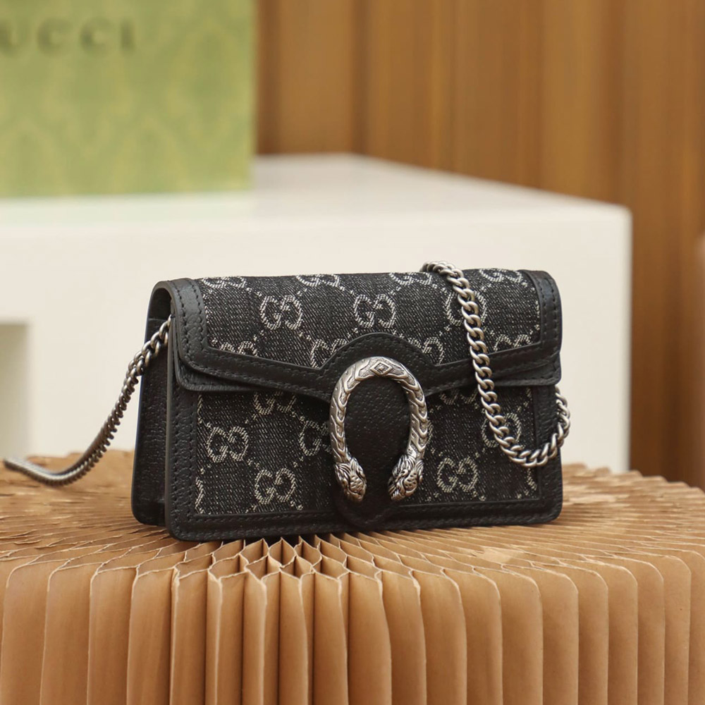 Gucci Dionysus super mini bag ‎476432 - Black Denim