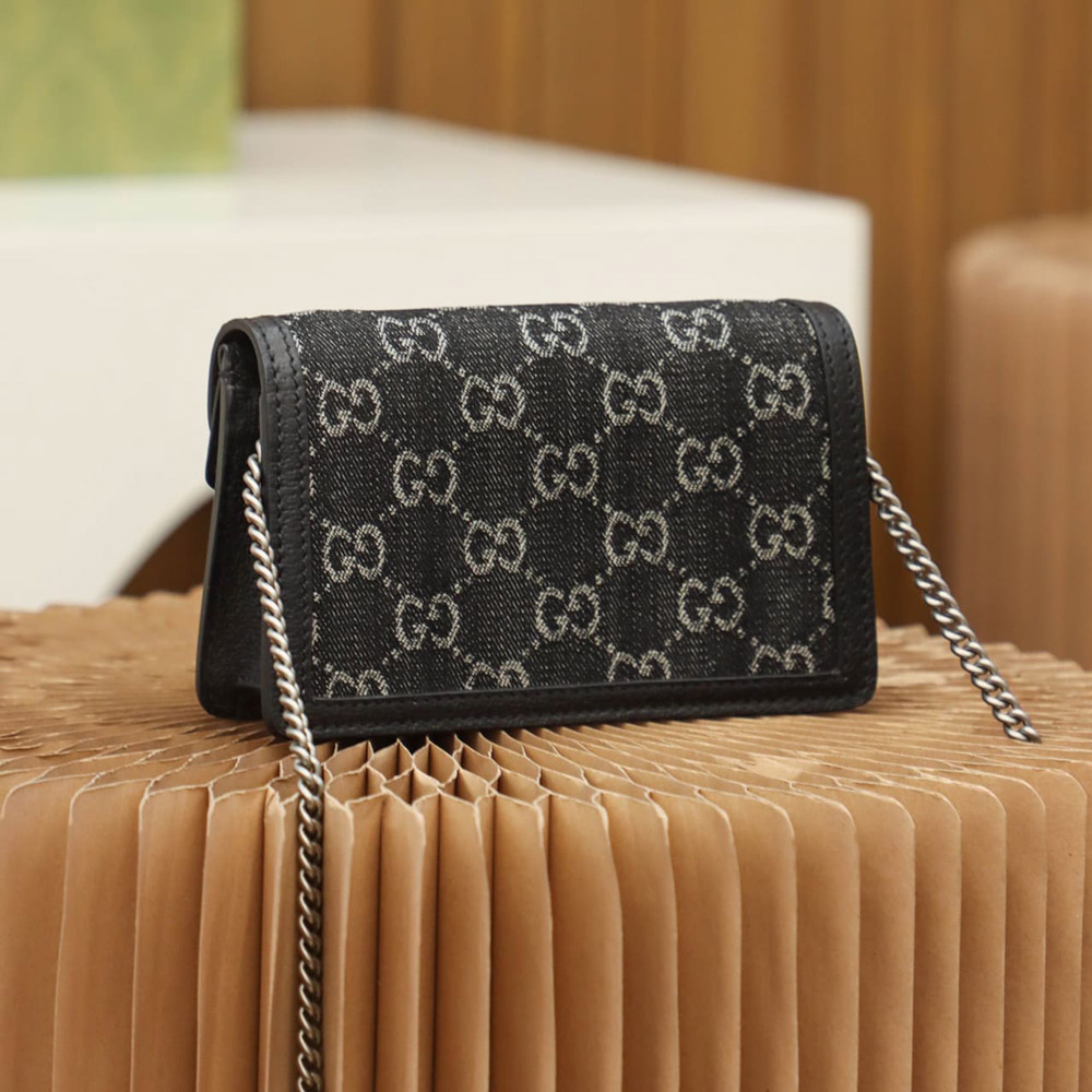 Gucci Dionysus super mini bag ‎476432 - Black Denim