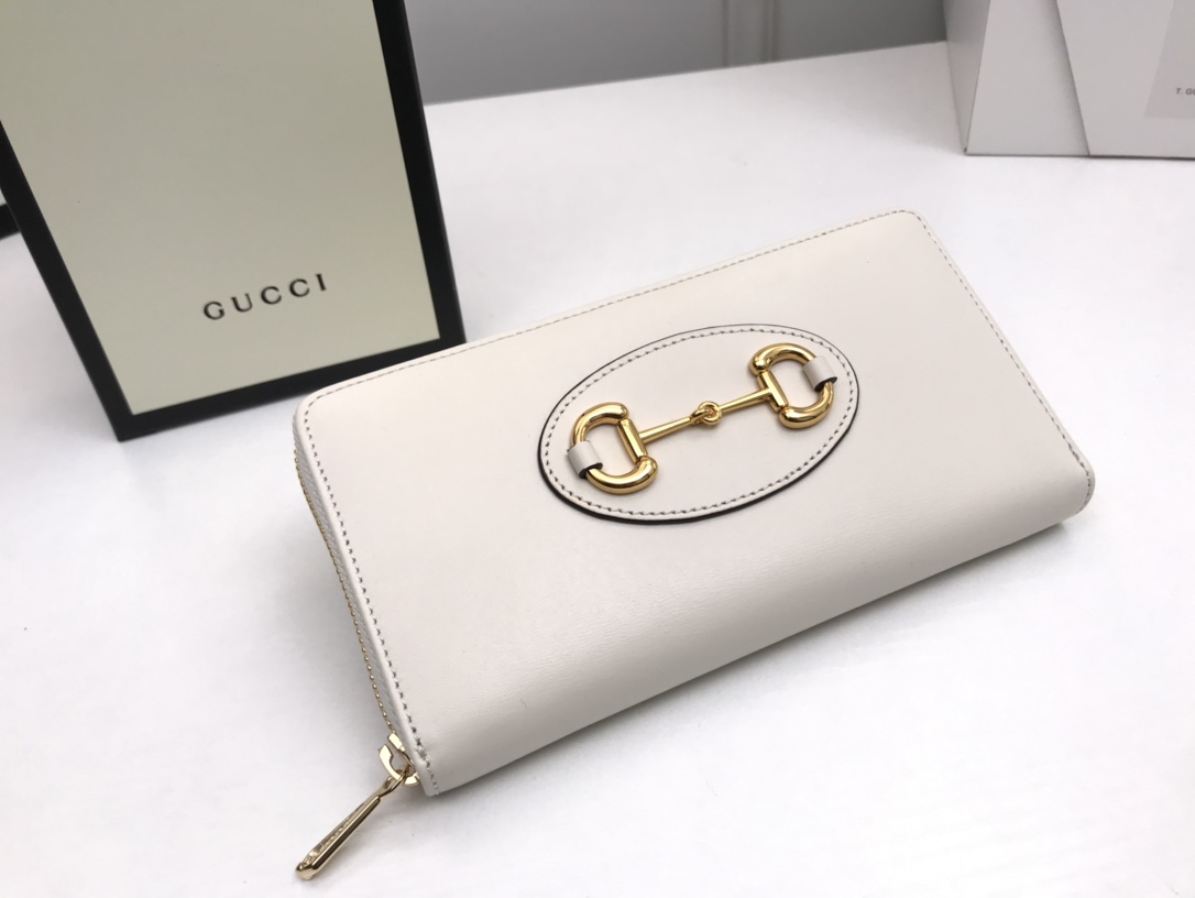 Gucci Horsebit 1955 zip around wallet 621889 - White Leather