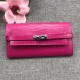 Hermès Kelly Wallet Shiny Alligator Long Hot Pink HE0001