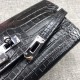 Hermès Kelly Wallet Shiny Alligator Long Black HE0003