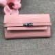 Hermès Kelly Wallet Shiny Alligator Long Pink HE0006