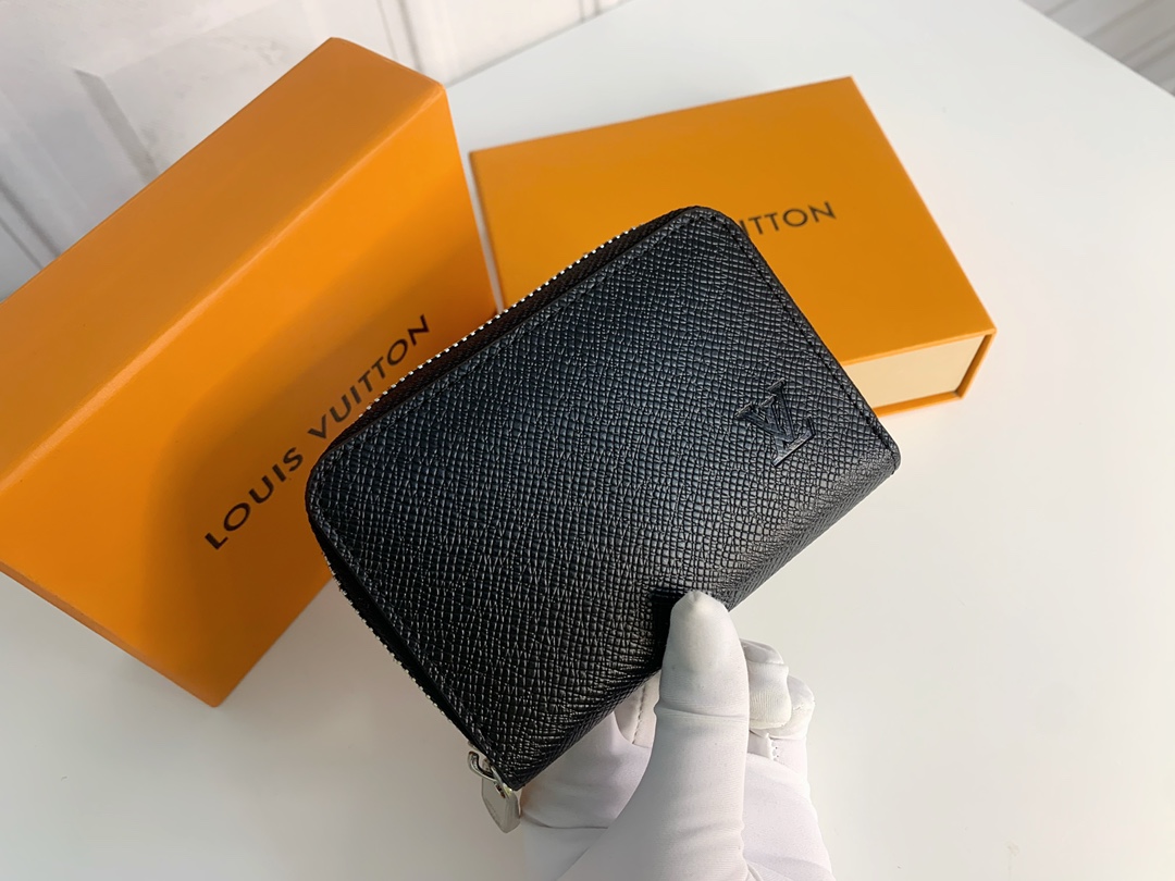 Louis Vuitton Zippy Coin Purse Wallet Solid Black M60067