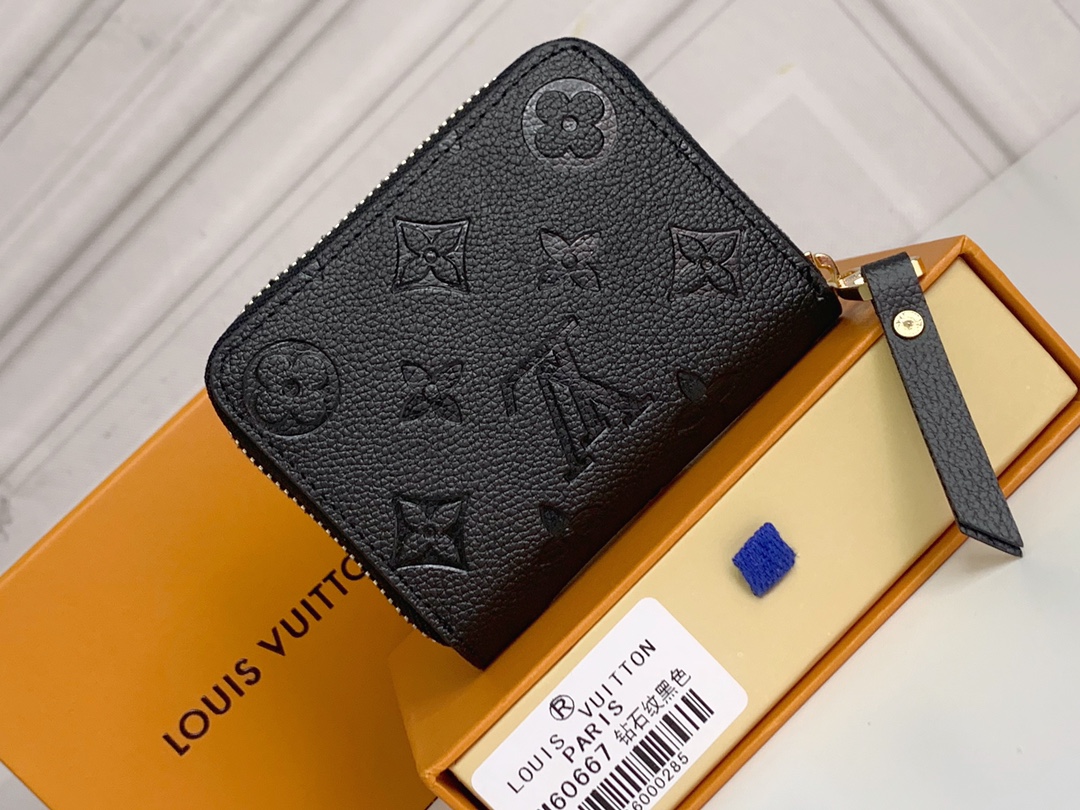 Louis Vuitton Zippy Coin Purse Wallet Black M60574