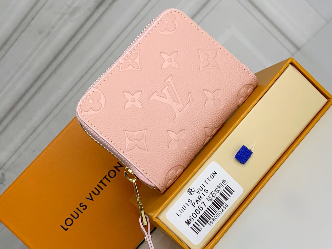 Louis Vuitton Zippy Coin Purse Wallet Pink M60574