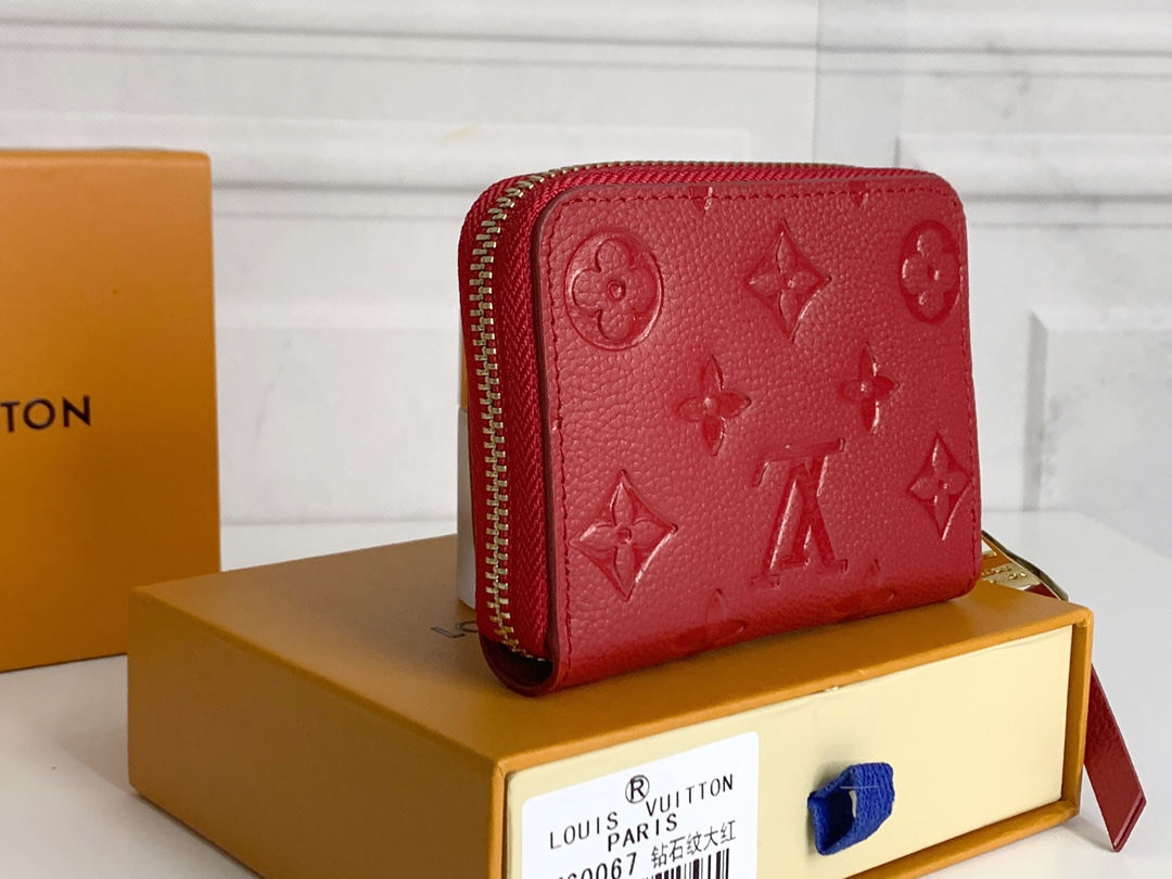 Louis Vuitton Zippy Coin Purse Wallet Red M60574