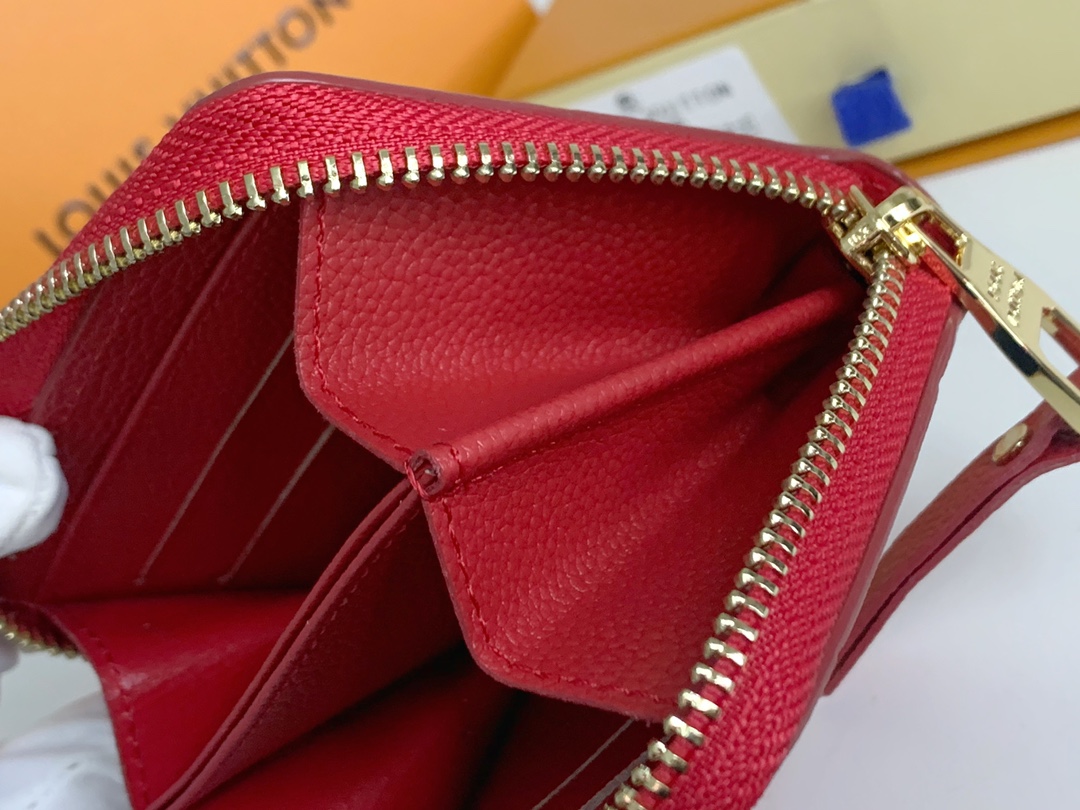 Louis Vuitton Zippy Coin Purse Wallet Red M60574