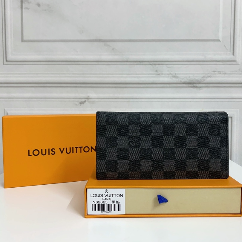 Louis Vuitton Brazza Wallet Black Plaid N62665