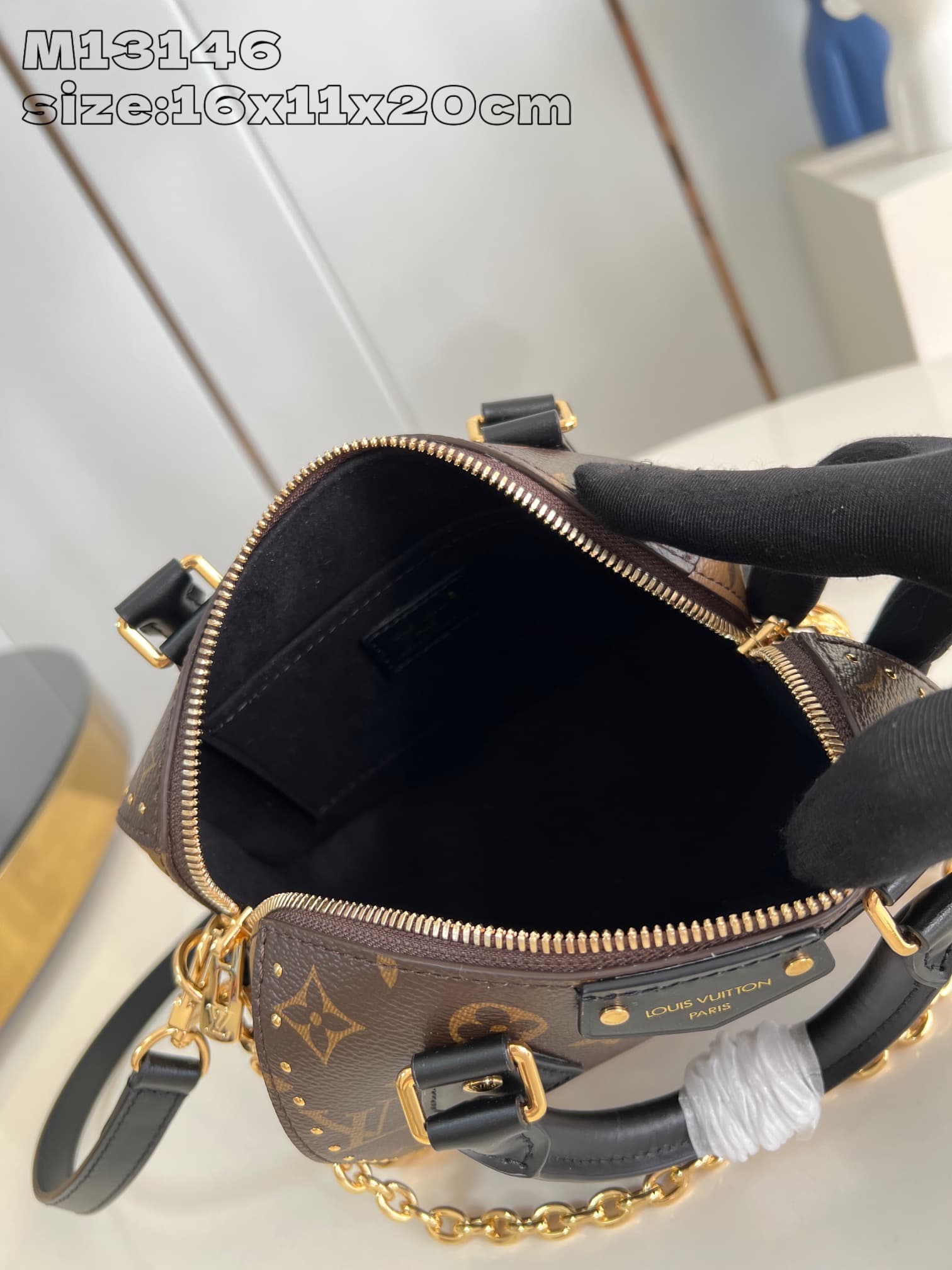 Louis Vuitton Speedy Trunk 20 Handbag Black M13146