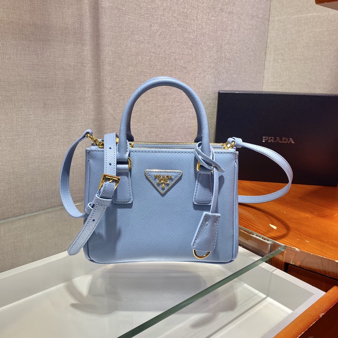 Prada Galleria Saffiano Leather mini-bag Light Blue 1BA906