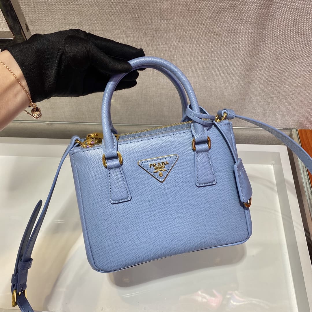 Prada Galleria Saffiano Leather mini-bag Light Blue 1BA906