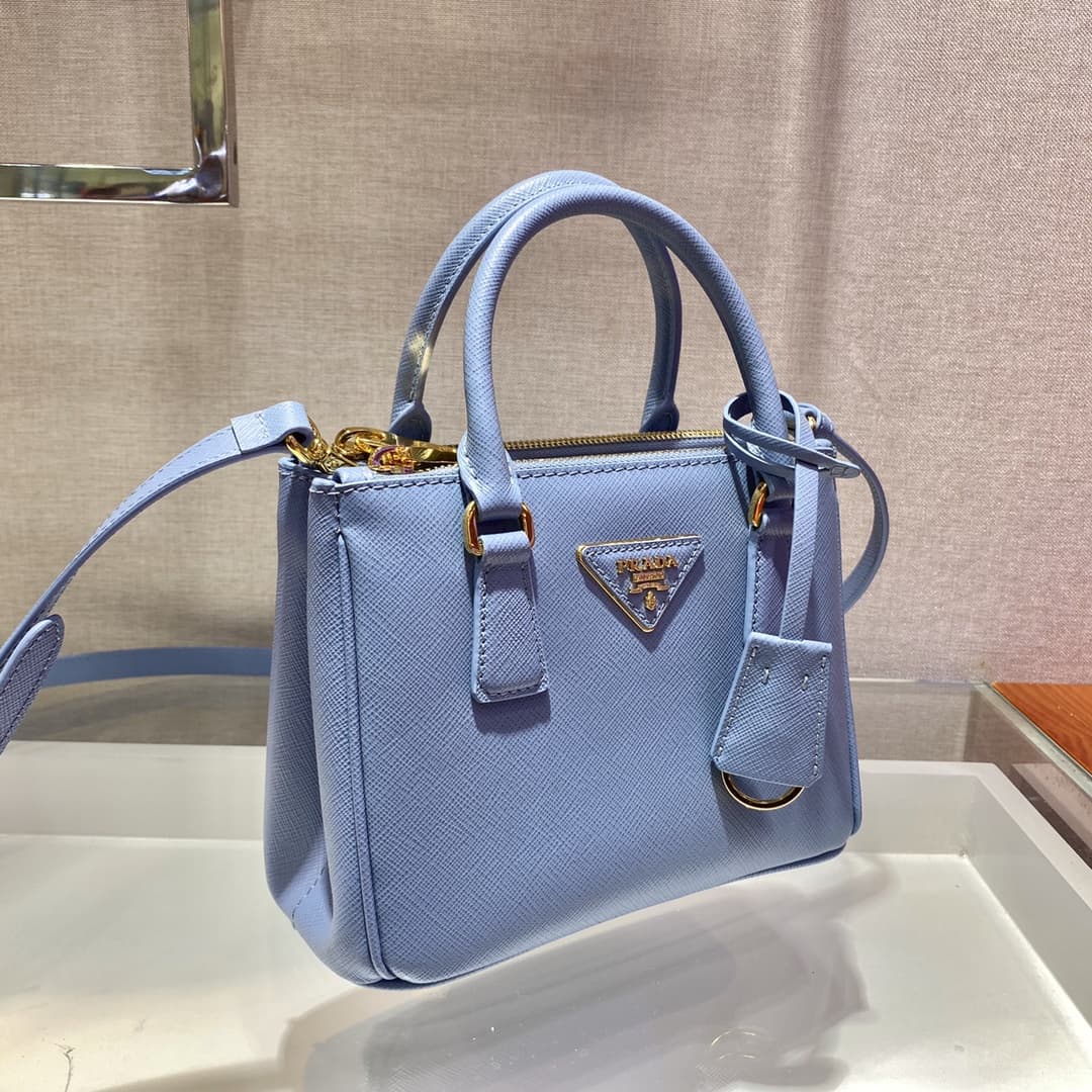 Prada Galleria Saffiano Leather mini-bag Light Blue 1BA906