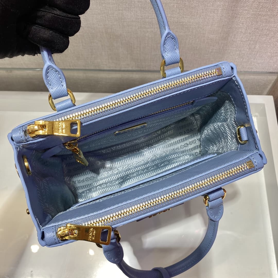 Prada Galleria Saffiano Leather mini-bag Light Blue 1BA906