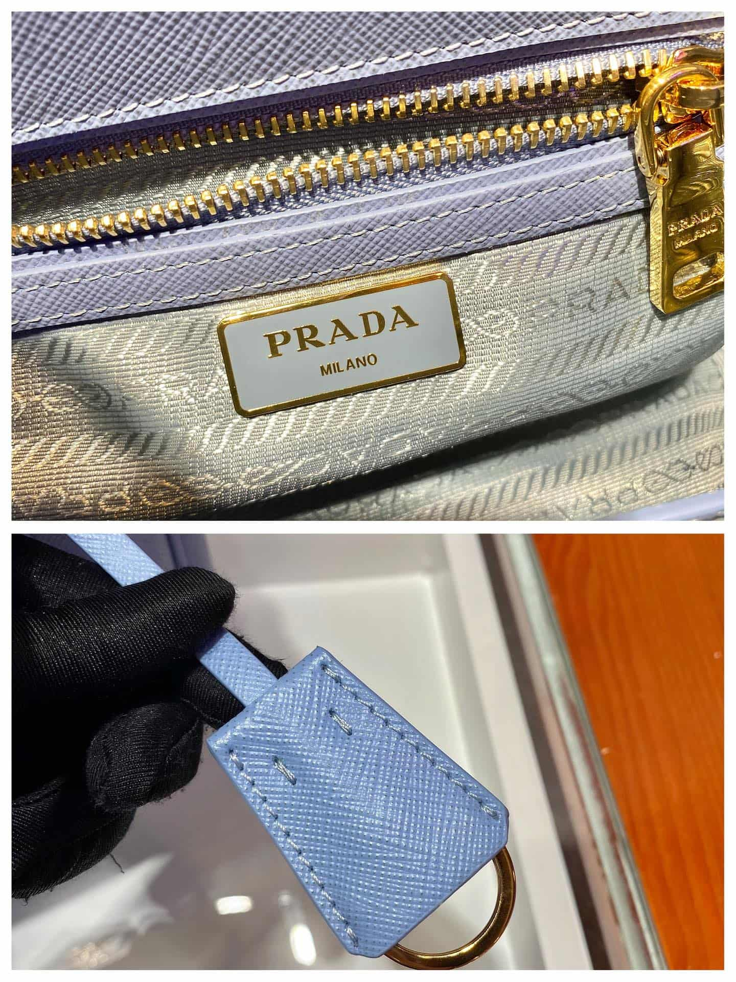 Prada Galleria Saffiano Leather mini-bag Light Blue 1BA906