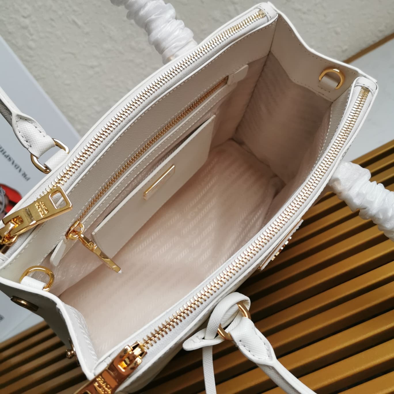 Prada Medium Galleria Saffiano Leather Bag White 1BA863