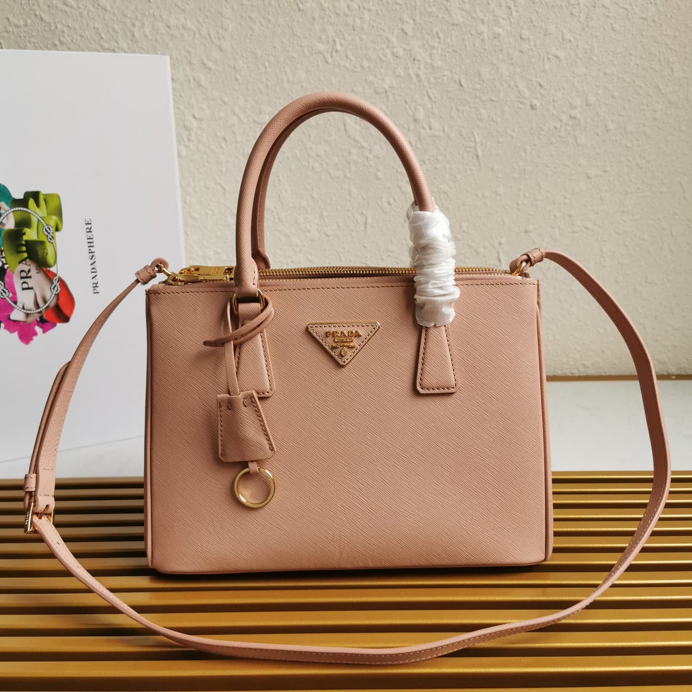 Prada Medium Galleria Saffiano Leather Bag Pink 1BA863