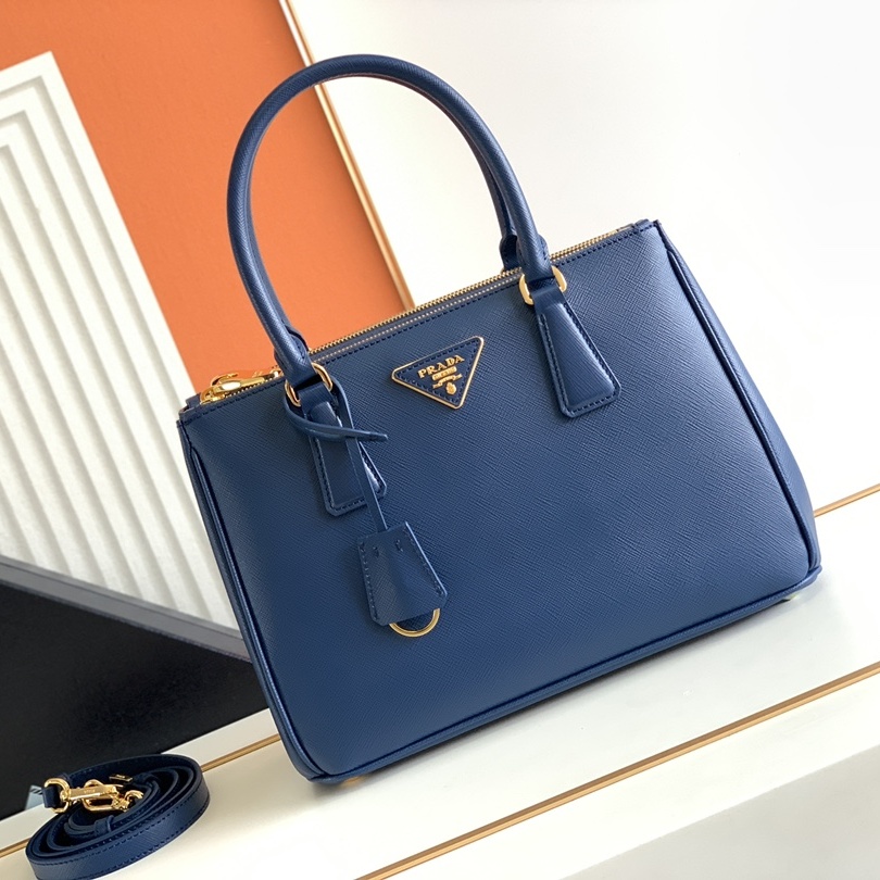 Prada Medium Galleria Saffiano Leather Bag Dark Blue 1BA863