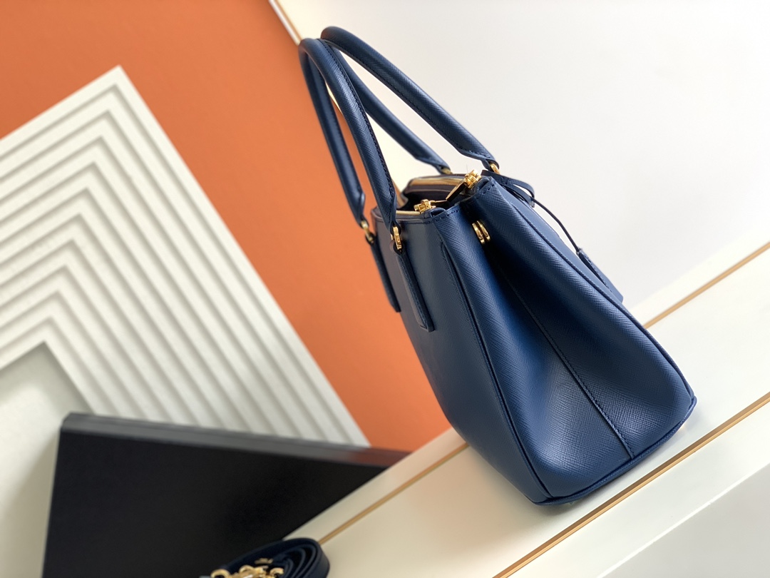 Prada Medium Galleria Saffiano Leather Bag Dark Blue 1BA863