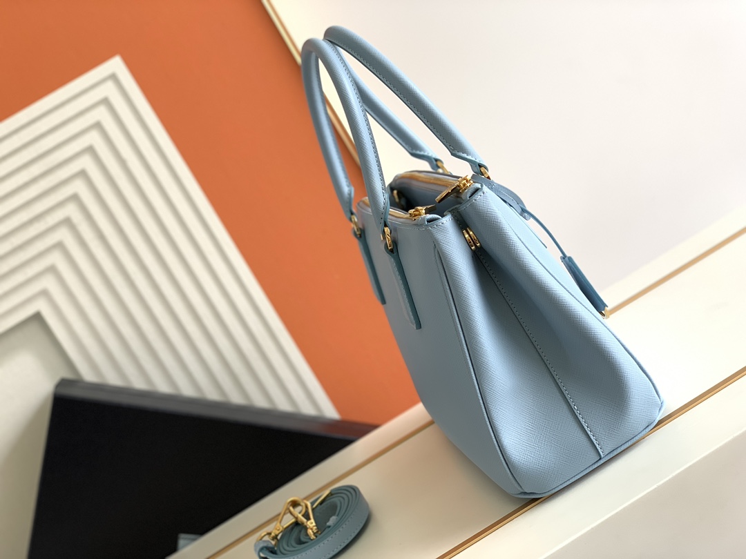 Prada Medium Galleria Saffiano Leather Bag Light Blue 1BA863