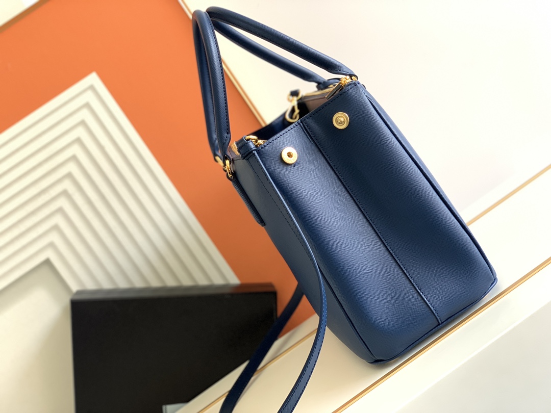 Prada Large Galleria Saffiano Leather Bag Dark Blue 1BA274