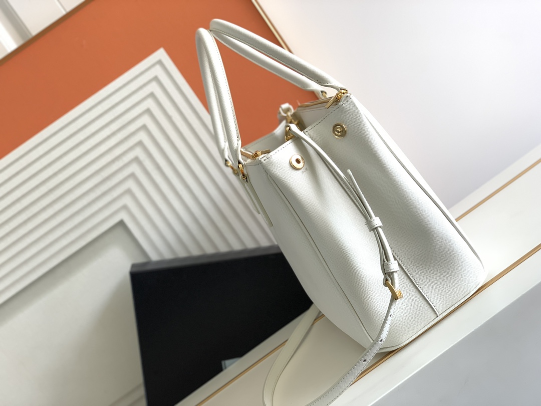 Prada Large Galleria Saffiano Leather Bag White 1BA274