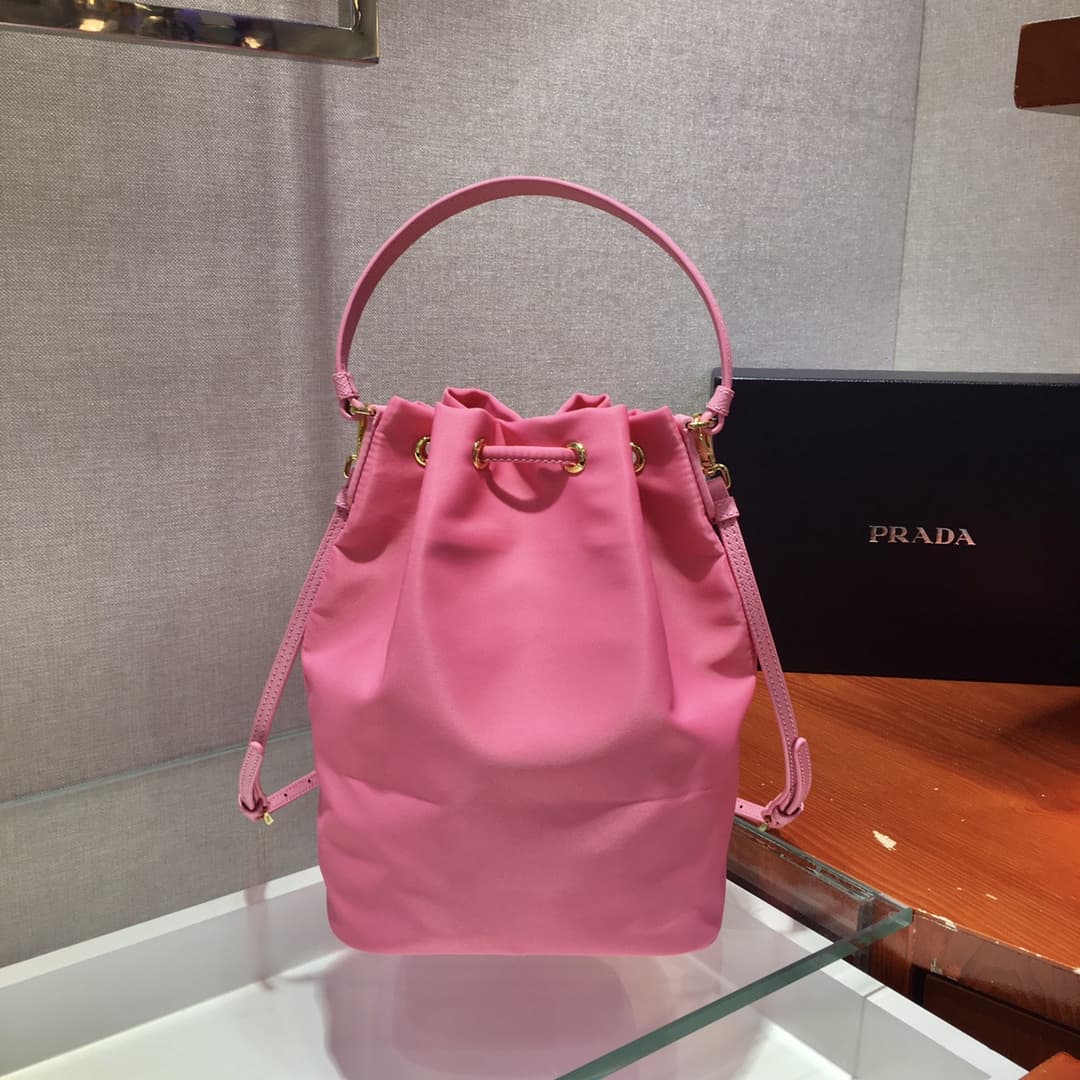 Prada Duet Re-Nylon Bucket Bag Pink 1BH038