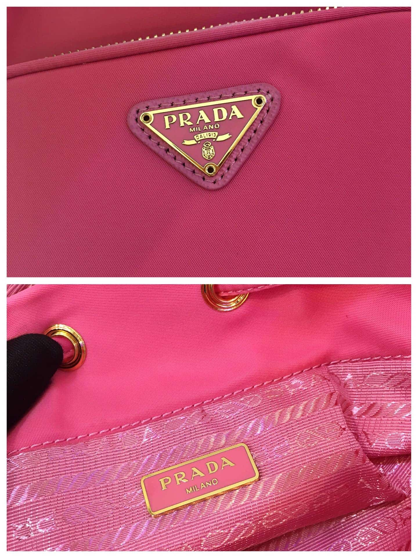 Prada Duet Re-Nylon Bucket Bag Pink 1BH038