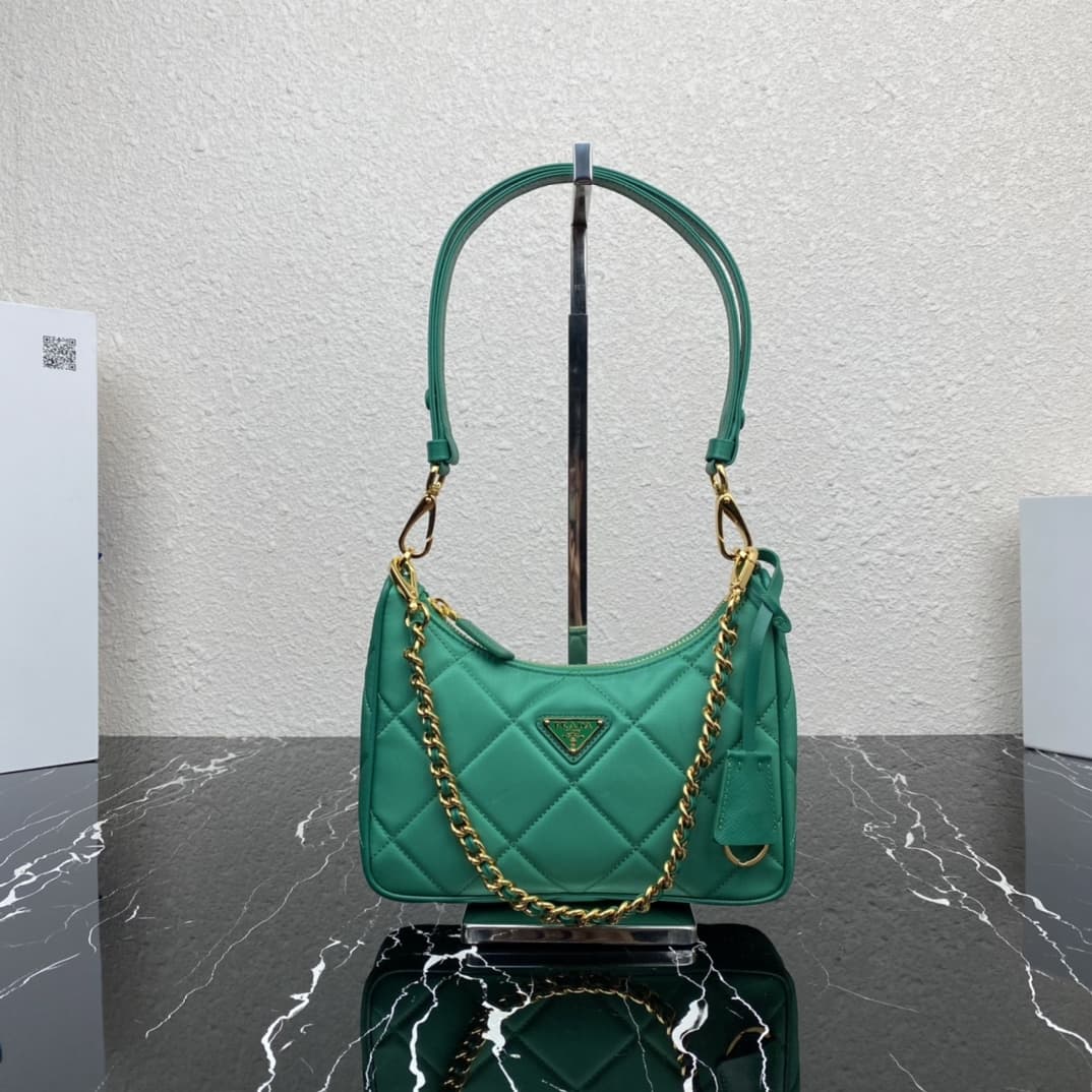 Prada Re-Edition 1995 Chaîne Re-Nylon mini-bag Dark Green 1BC204