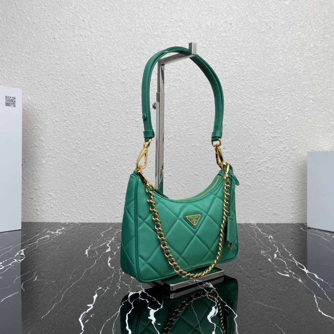 Prada Re-Edition 1995 Chaîne Re-Nylon mini-bag Dark Green 1BC204