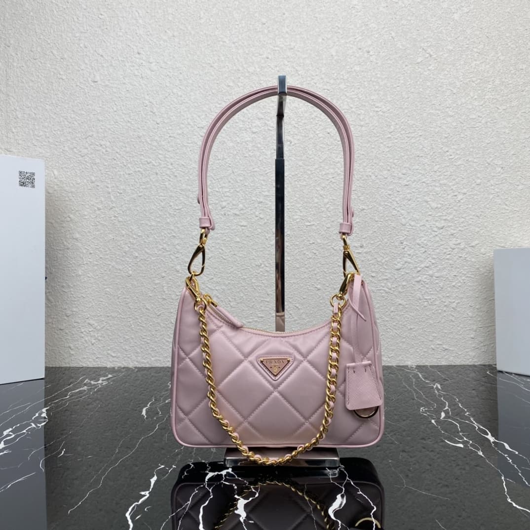 Prada Re-Edition 1995 Chaîne Re-Nylon mini-bag Light Pink 1BC204