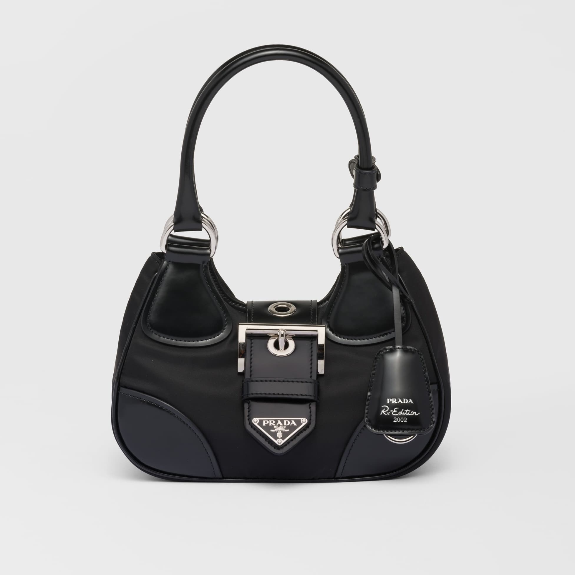 Prada Moon Re-Nylon and leather bag Black 1BA381