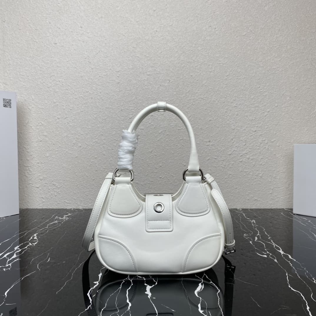 Prada Moon Re-Nylon and leather bag White 1BA381