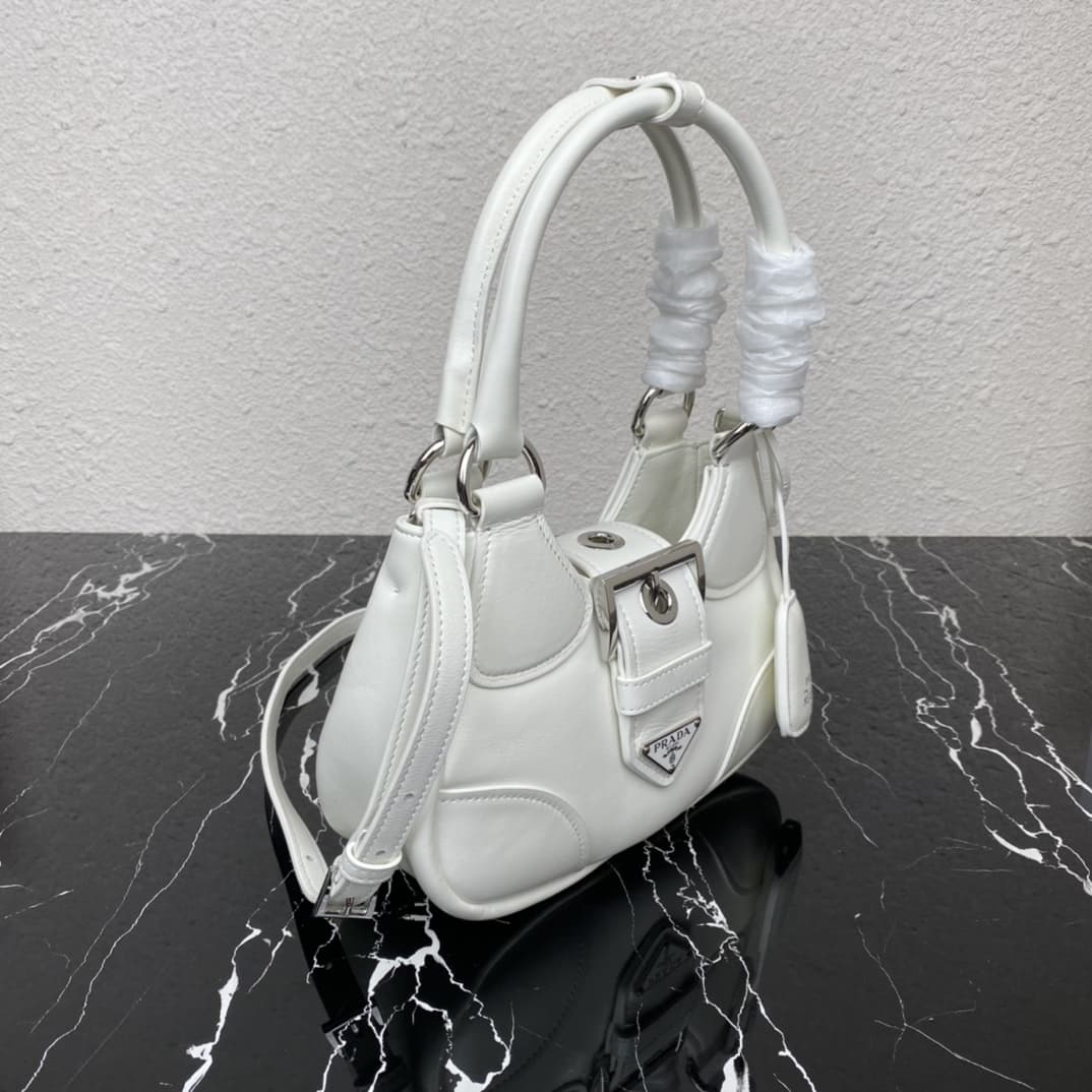 Prada Moon Re-Nylon and leather bag White 1BA381