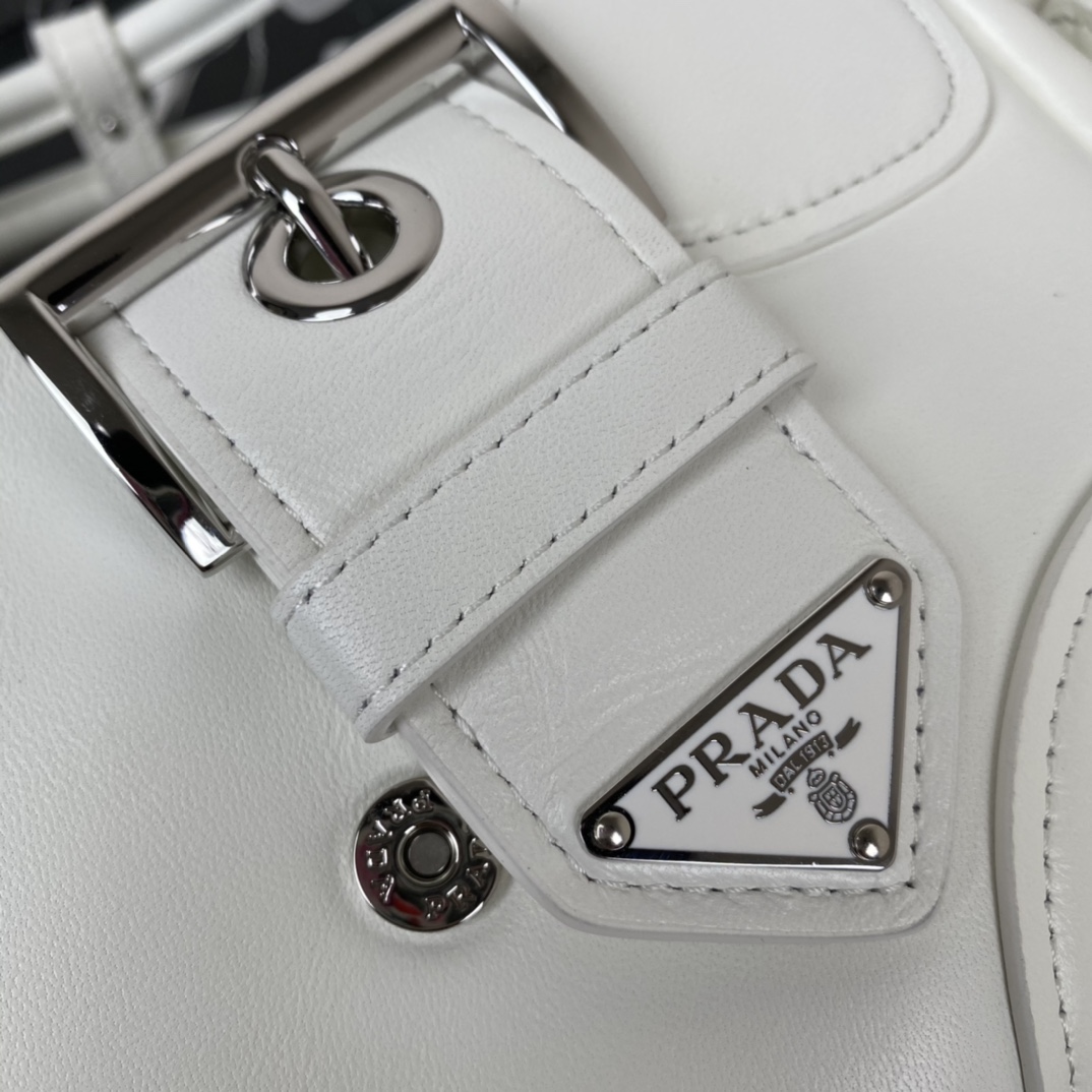 Prada Moon Re-Nylon and leather bag White 1BA381