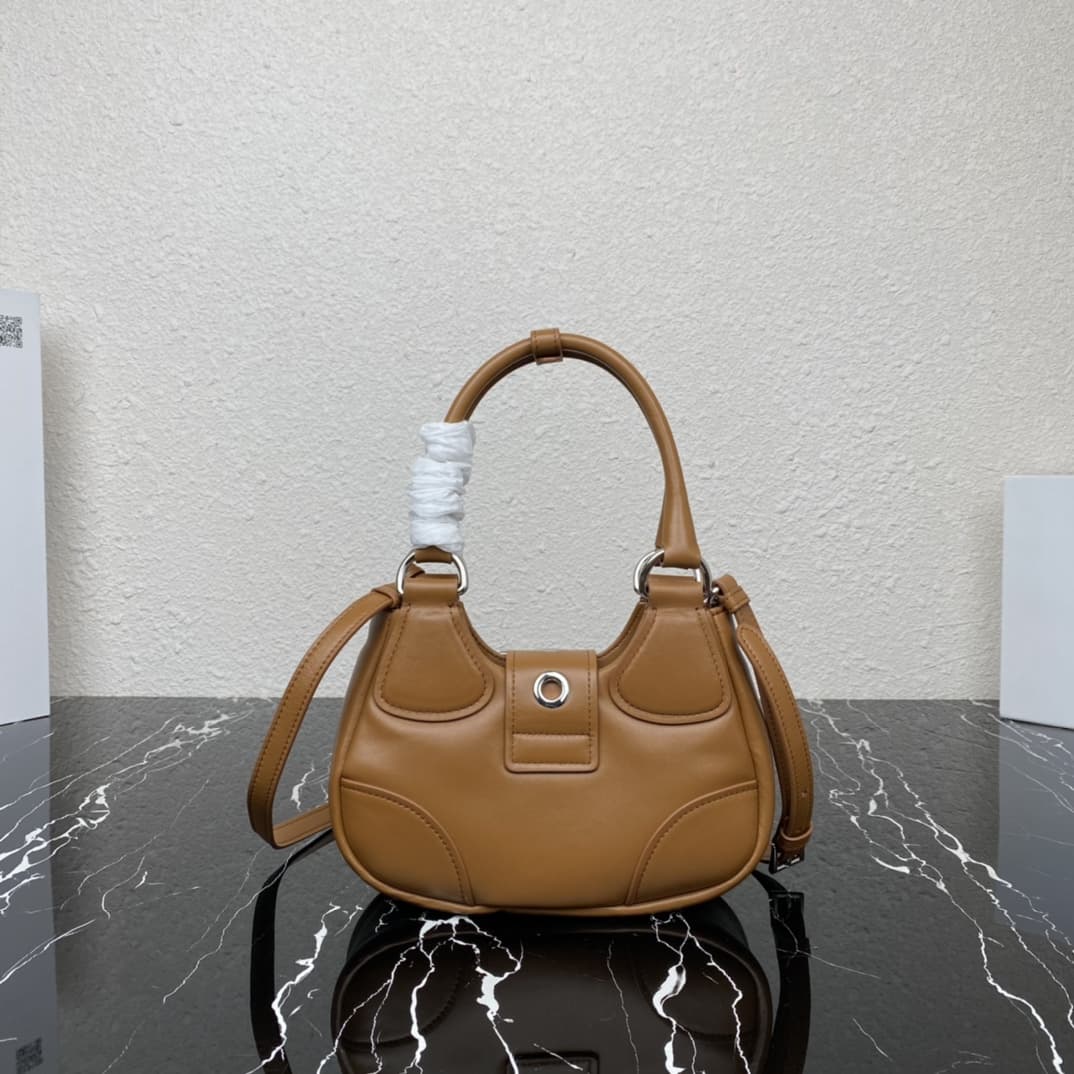 Prada Moon Re-Nylon and leather bag Brown 1BA381