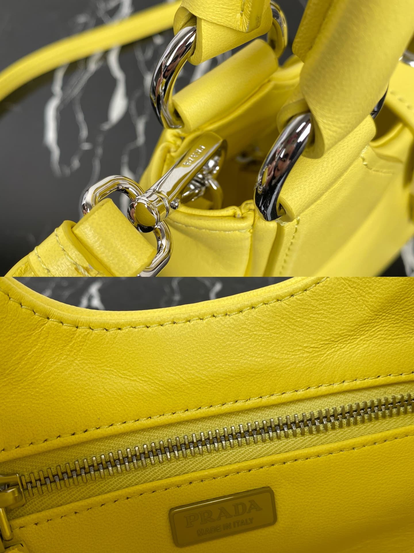 Prada Moon Re-Nylon and leather bag Yellow 1BA381