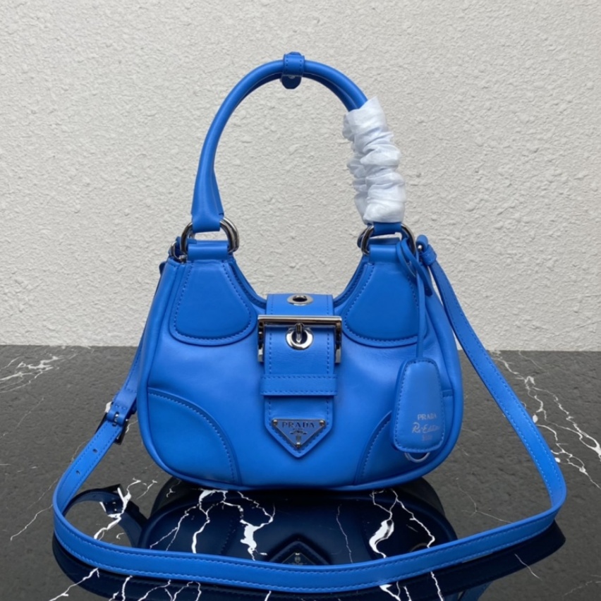 Prada Moon Re-Nylon and leather bag Royal Blue 1BA381