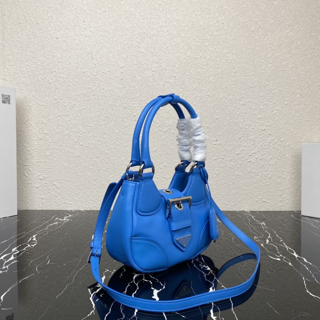 Prada Moon Re-Nylon and leather bag Royal Blue 1BA381