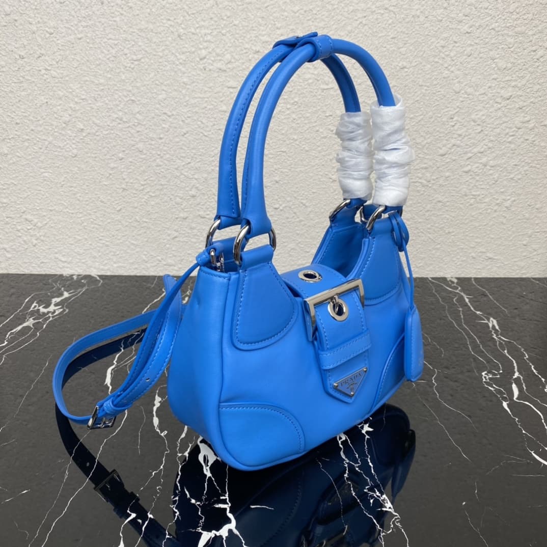 Prada Moon Re-Nylon and leather bag Royal Blue 1BA381