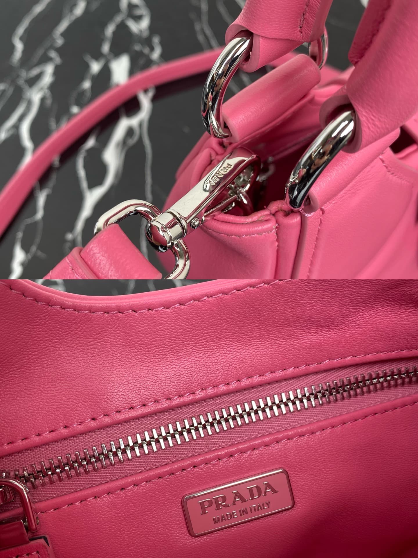 Prada Moon Re-Nylon and leather bag Pink 1BA381