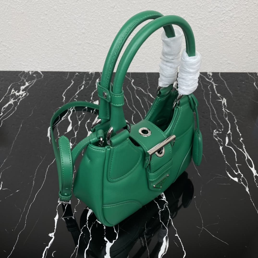 Prada Moon Re-Nylon and leather bag Green 1BA381