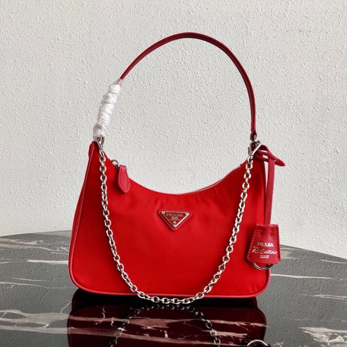 Prada Re-Edition 2005 Re-Nylon and Saffiano mini bag Red 1N204M