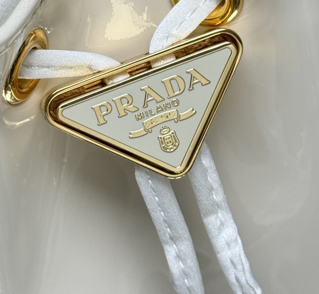 Prada Re-Nylon mini-pouch Patent Leather White 1NR016