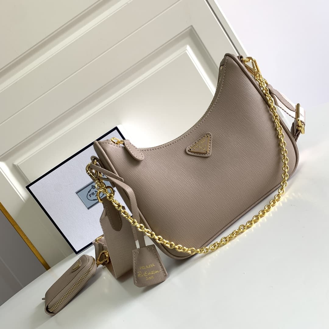 Prada Re-Edition 2005 Saffiano leather bag Dark Beige1BH204