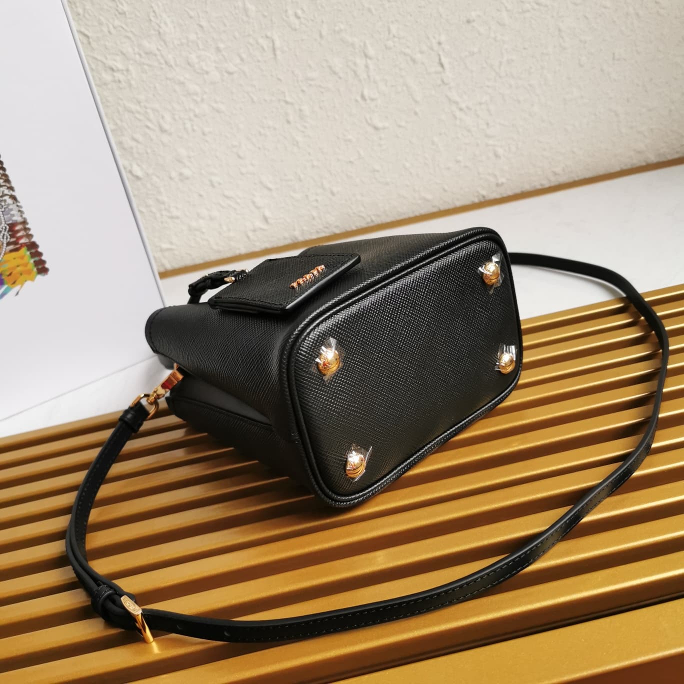 Prada Small Saffiano Leather Prada Panier Bag Black 1BA217