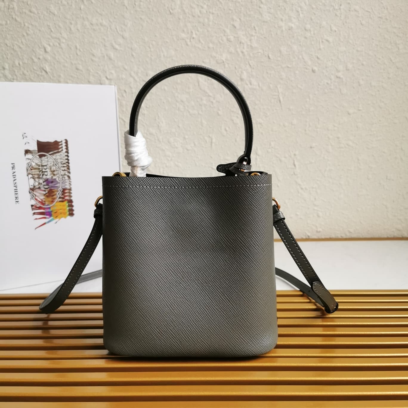 Prada Panier Saffiano leather mini-bag Grey 1BA217