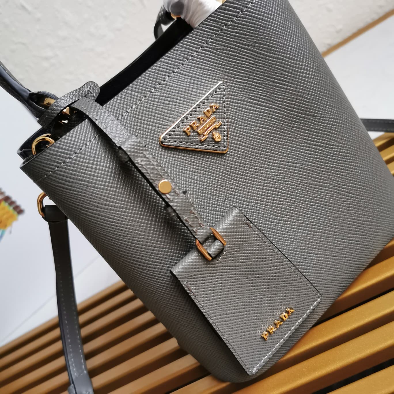 Prada Panier Saffiano leather mini-bag Grey 1BA217