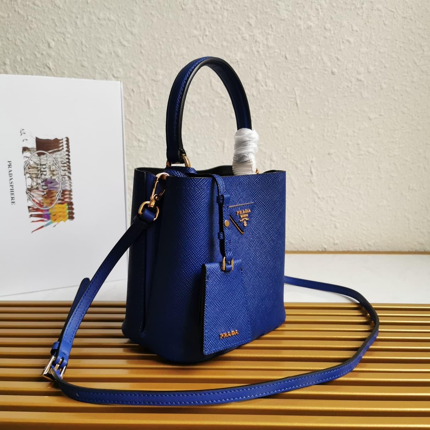 Prada Panier Saffiano leather mini-bag Royal Blue 1BA217