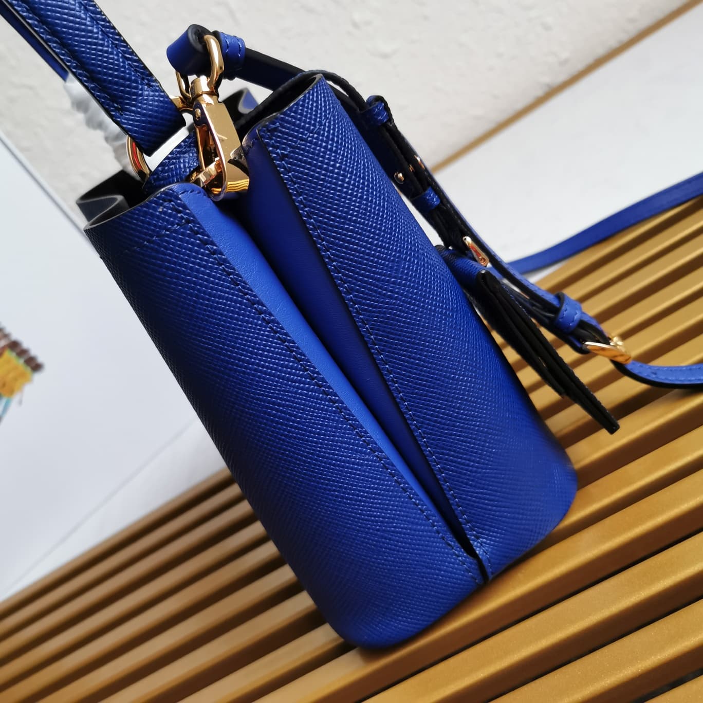 Prada Panier Saffiano leather mini-bag Royal Blue 1BA217