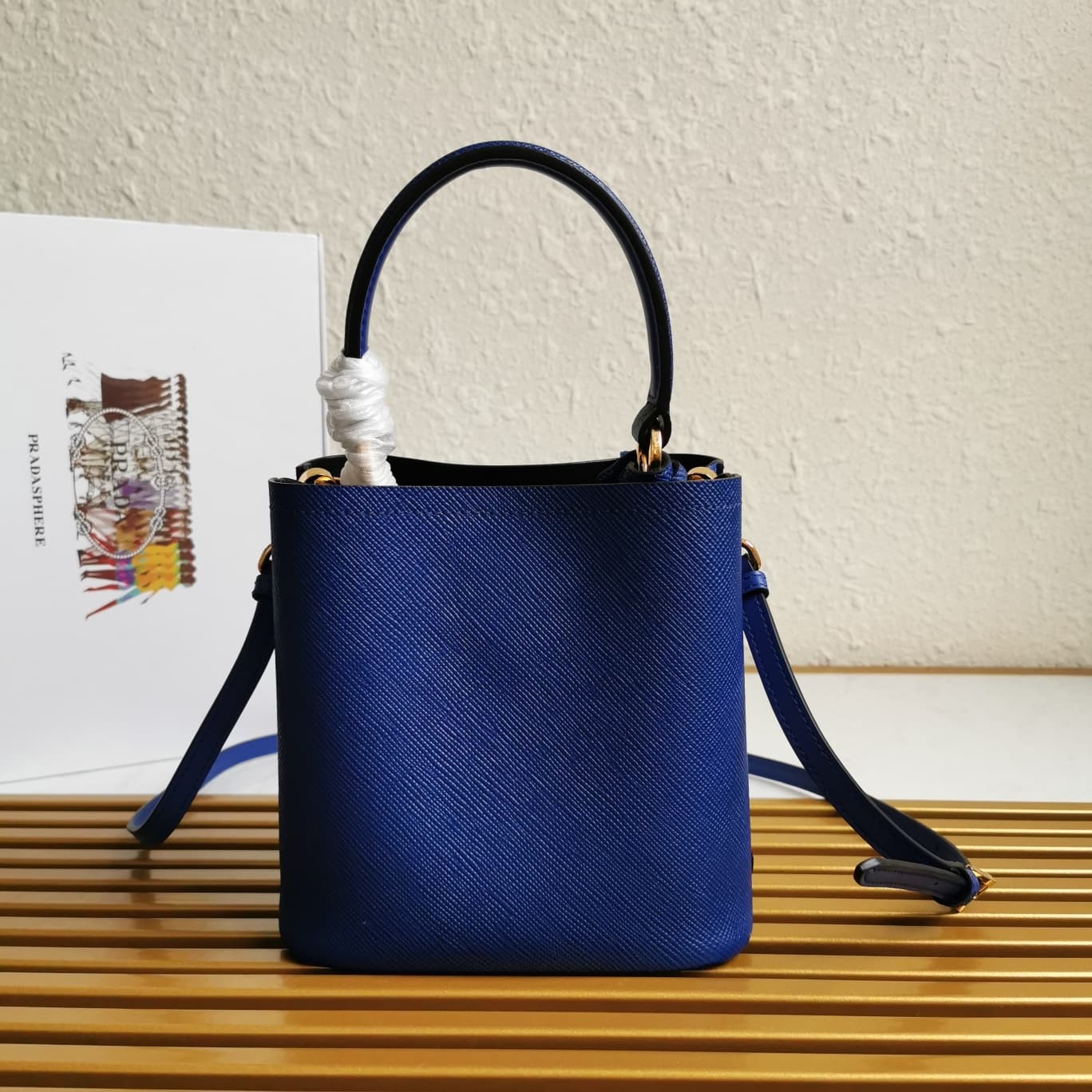 Prada Panier Saffiano leather mini-bag Royal Blue 1BA217